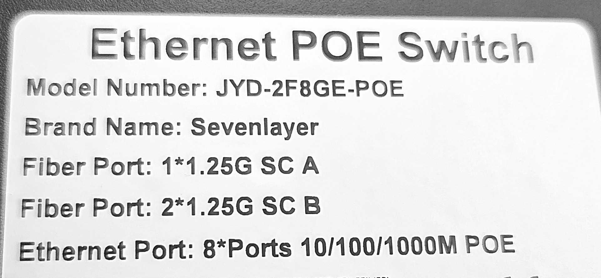 POE комутатор/медіаконвертор JYD-2F8GE-POE fibertelecom