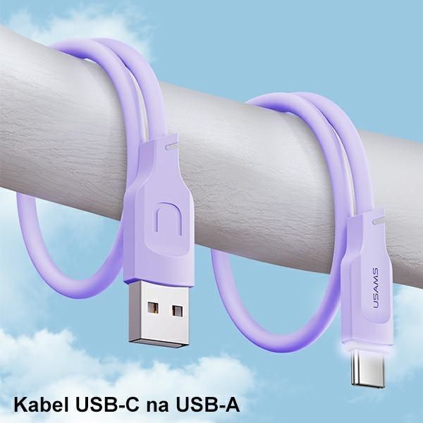 Kabel USB-C USAMS Lithe Series 66W 6A Purpurowy 1,2m