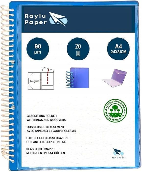 niebieska teczka z koszulkami bindowana raylu paper błękitne a4 work