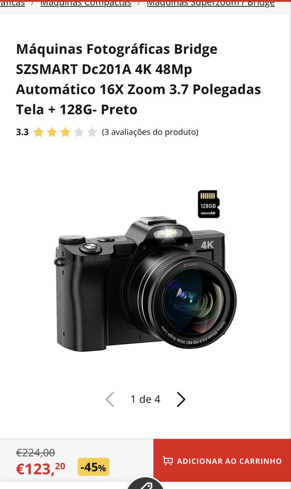 Camera fotografica digital com 3 anos de garantia