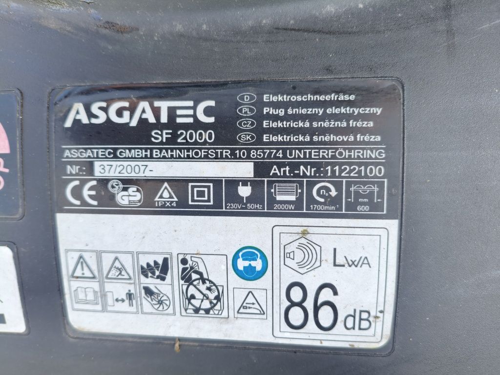 Płóg śnieżny elektryczny asgatec SF 2000
