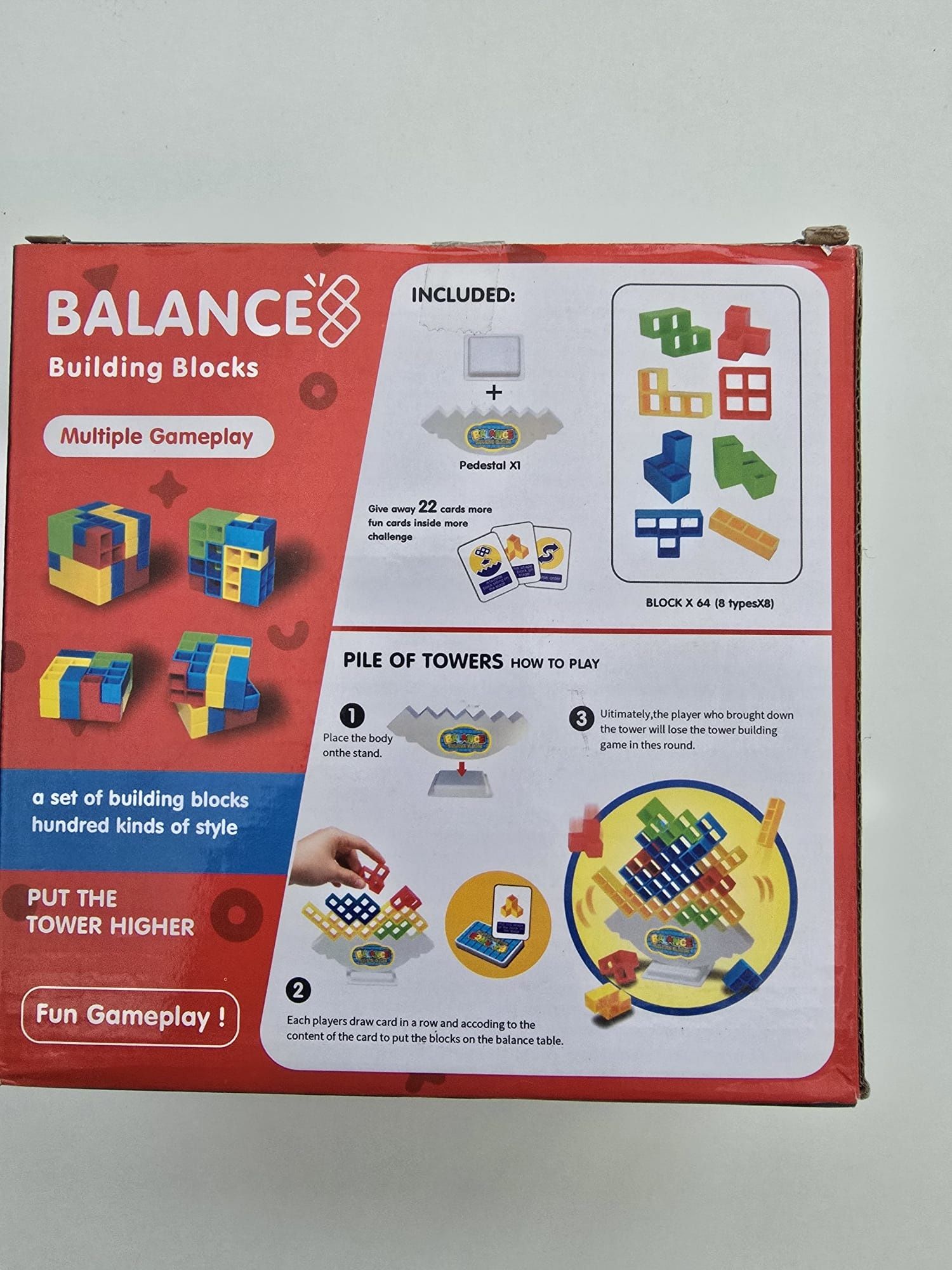Układanka tetris balansujące klocki gra logiczna 64 elementów