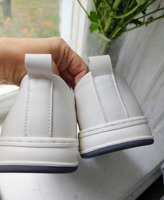 Белые кожаные мокасины/ кроссовки/ чоловічі білі шкіряні кросівки
