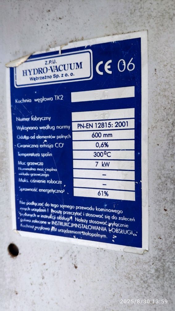 Kuchnia węglowa TK2 - Piec węglowy TK2 - Westfalka