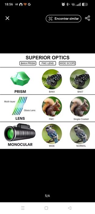 Monocular novo em folha