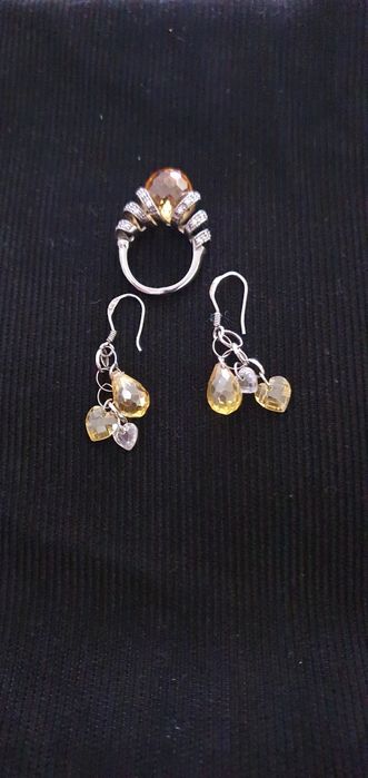 pierścionek i kolczyki srebro