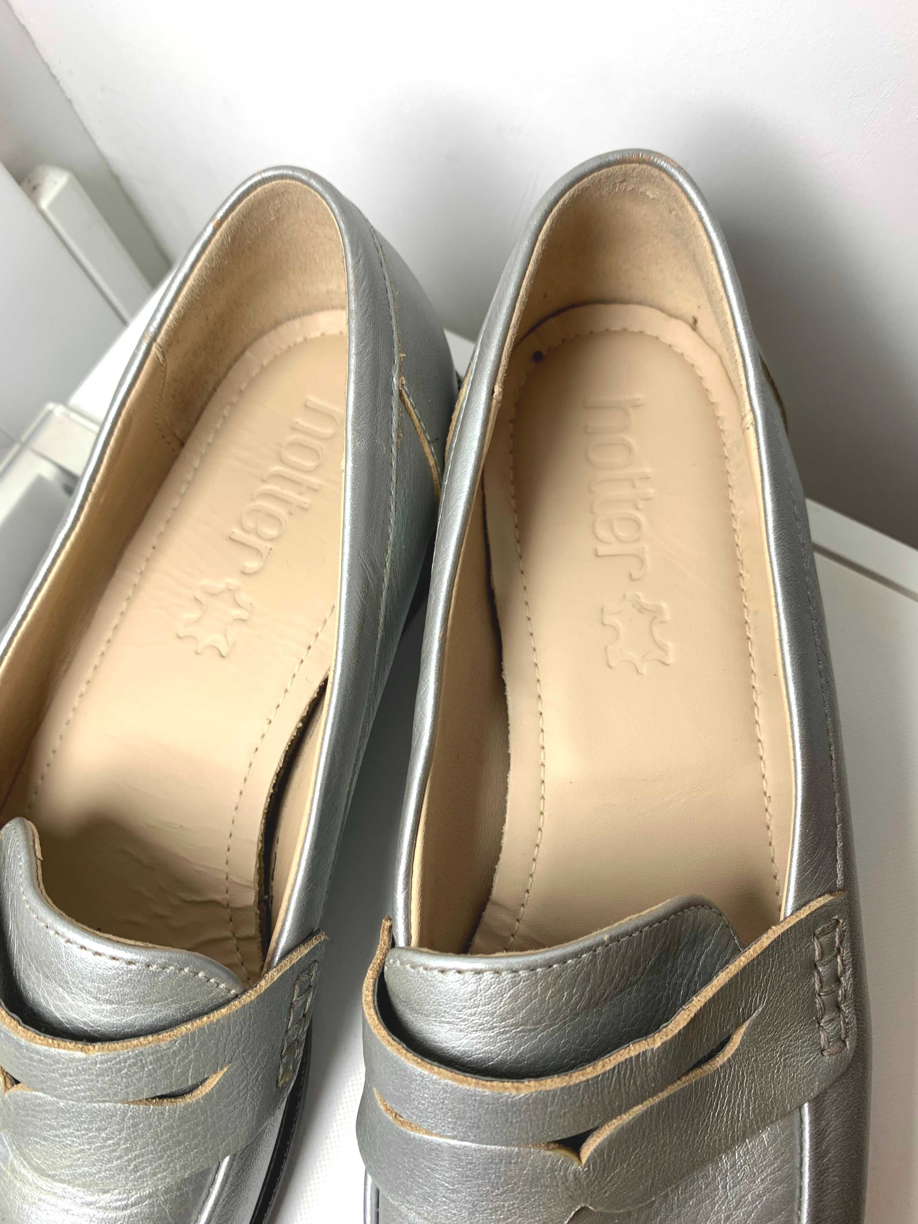 buty loafers 39 skóra naturalna skórzane mokasyny lords srebrne oxford