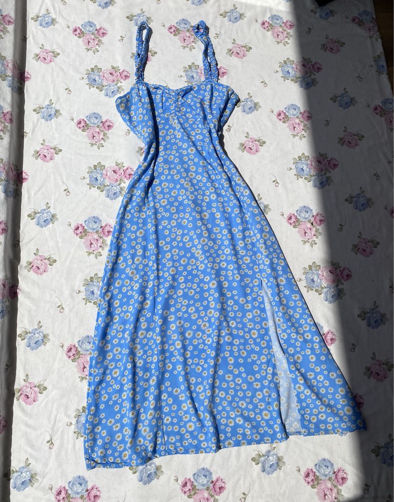 Niebieska sukienka w kwiatki na ramiączka S 36 M 38 medicine coquette