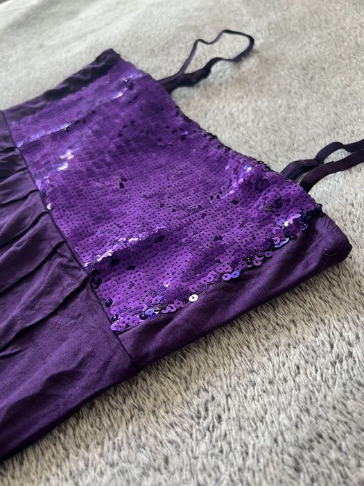 Tunika imprezowa bluzka cekinowa fioletowa kryjąca ciążowa sylwester