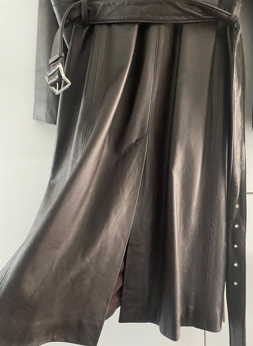 Casaco comprido vintage em pele - 38