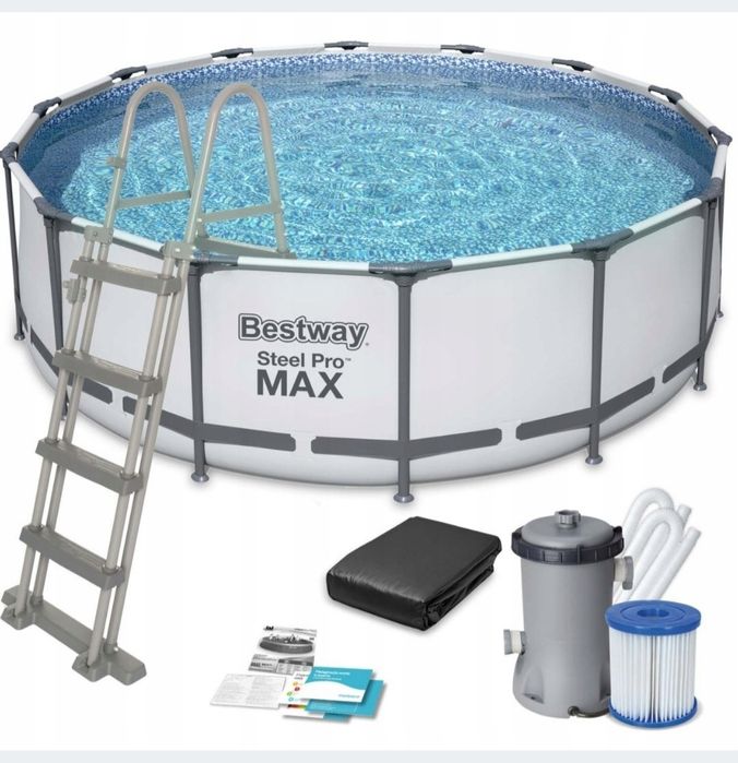 Basen stelażowy bestway 457x107 + podgrzewacz wody Flowclear+ gratisy