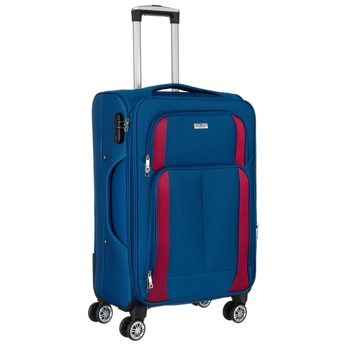 zestaw walizek podróżnych w niebiesko-czerwonym kolorze - peterson