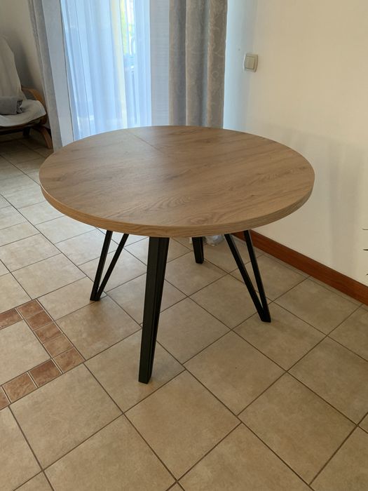 Stół okrągły rozkładany hikora egger 100/180 loft Okazja Nogi metalowe