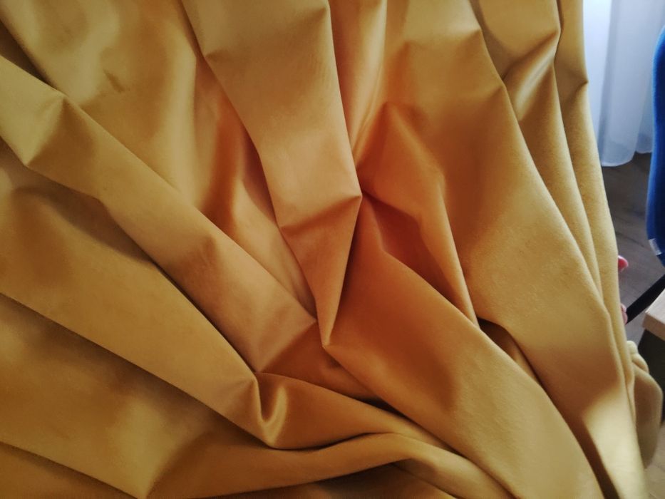 Zasłona Ria Welurowa musztardowa