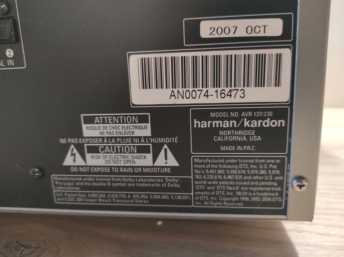 Harman Kardon AVR-137 amplituner kino domowe 5.1 tryb stereo hifi