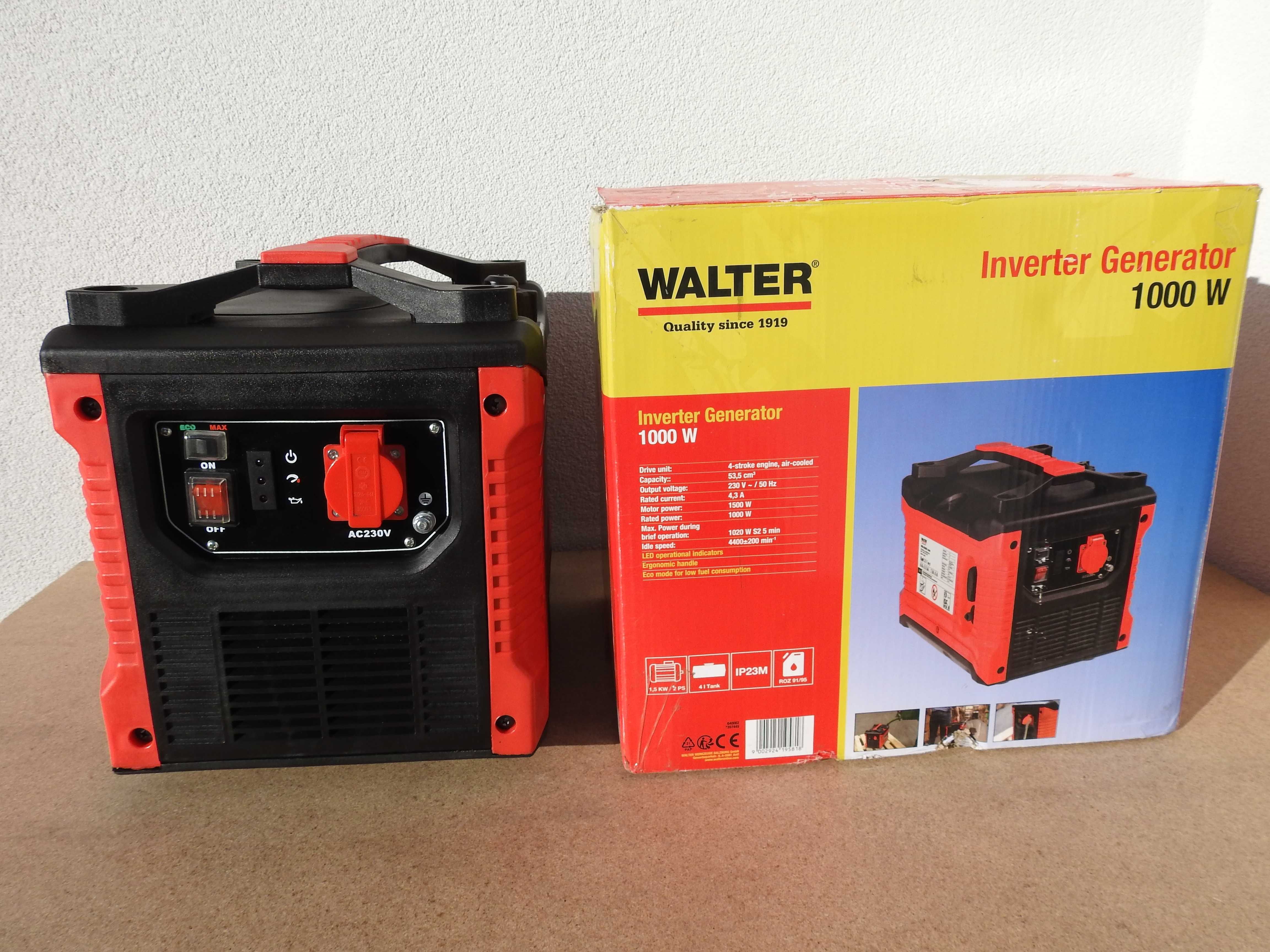 Agregat prądotwórczy Walter 1000W, generator prądowy Inverter 1 x 230V