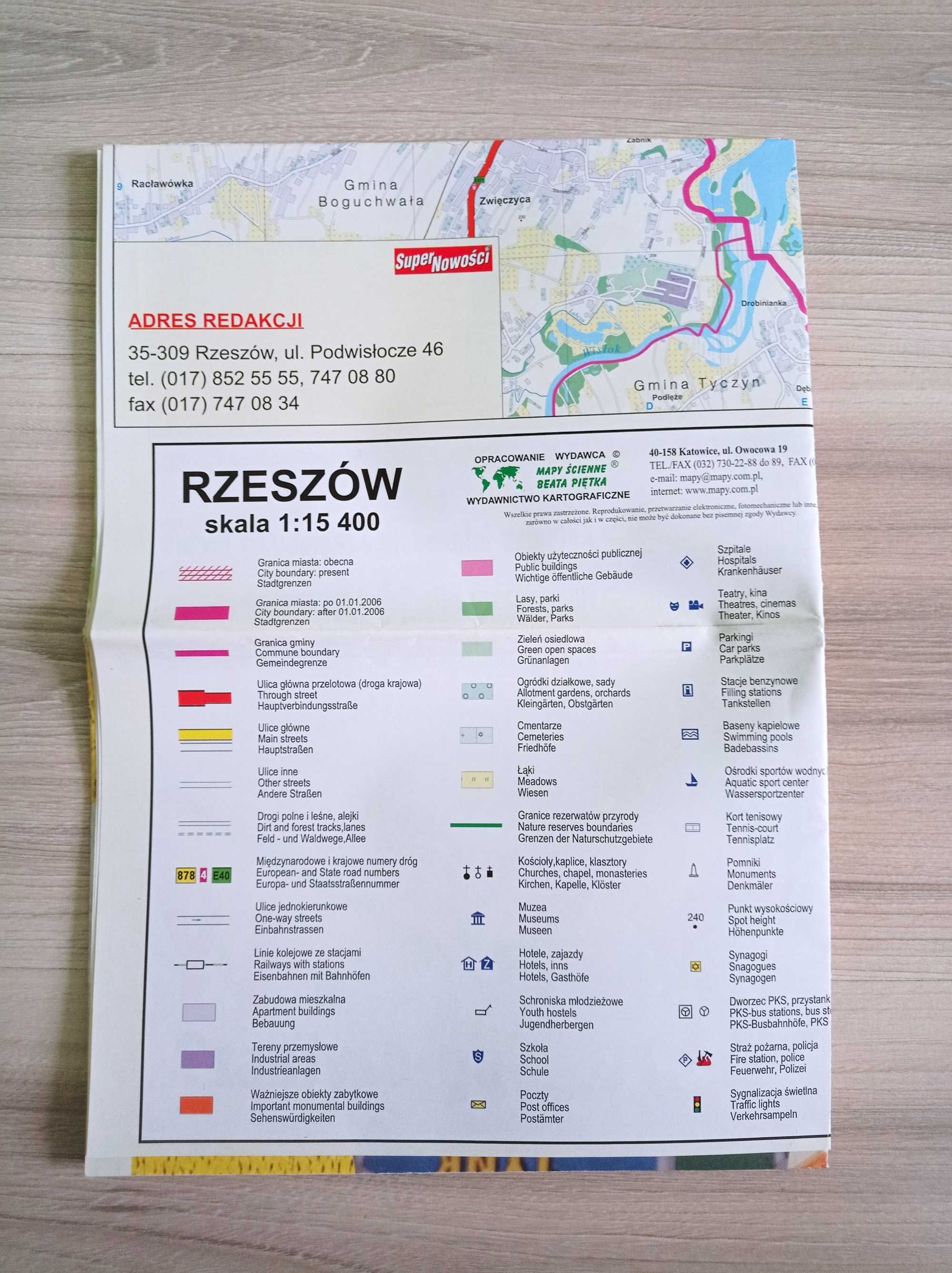 Rzeszów - mapa, skala 1:15 400
