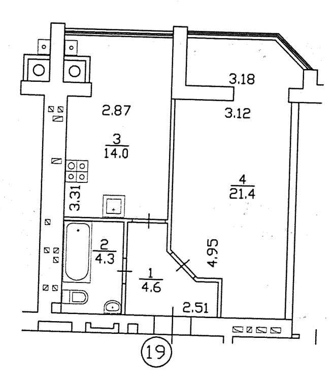 Продаж квартири у с. Крюківщина, 44,3м2