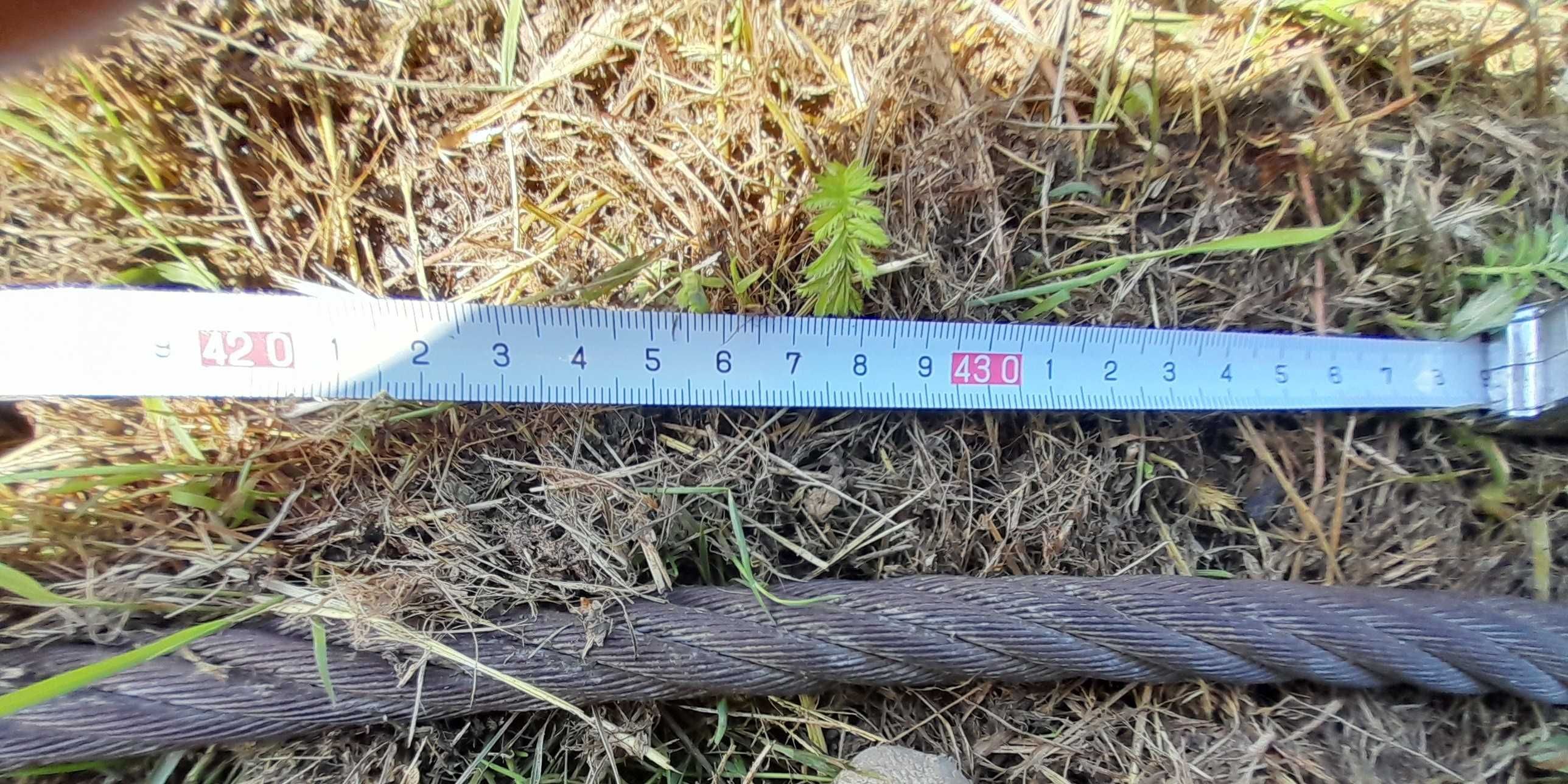 Gruba lina linka stalowa 16 mm x  9,30 m ocynkowana ocynk używana