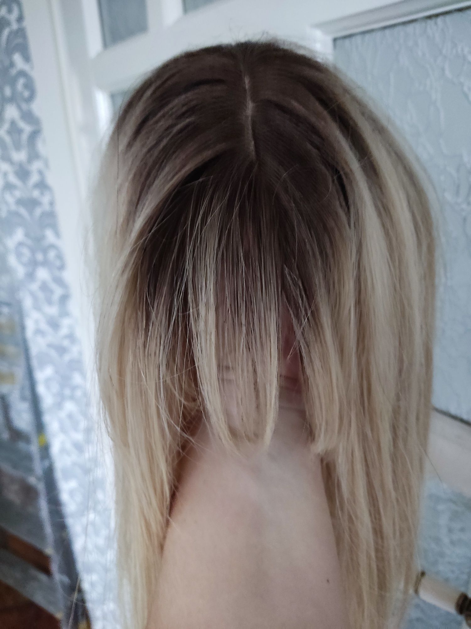 Włosy naturalne półperuka duży topper uzupełnienie blond z odrostem