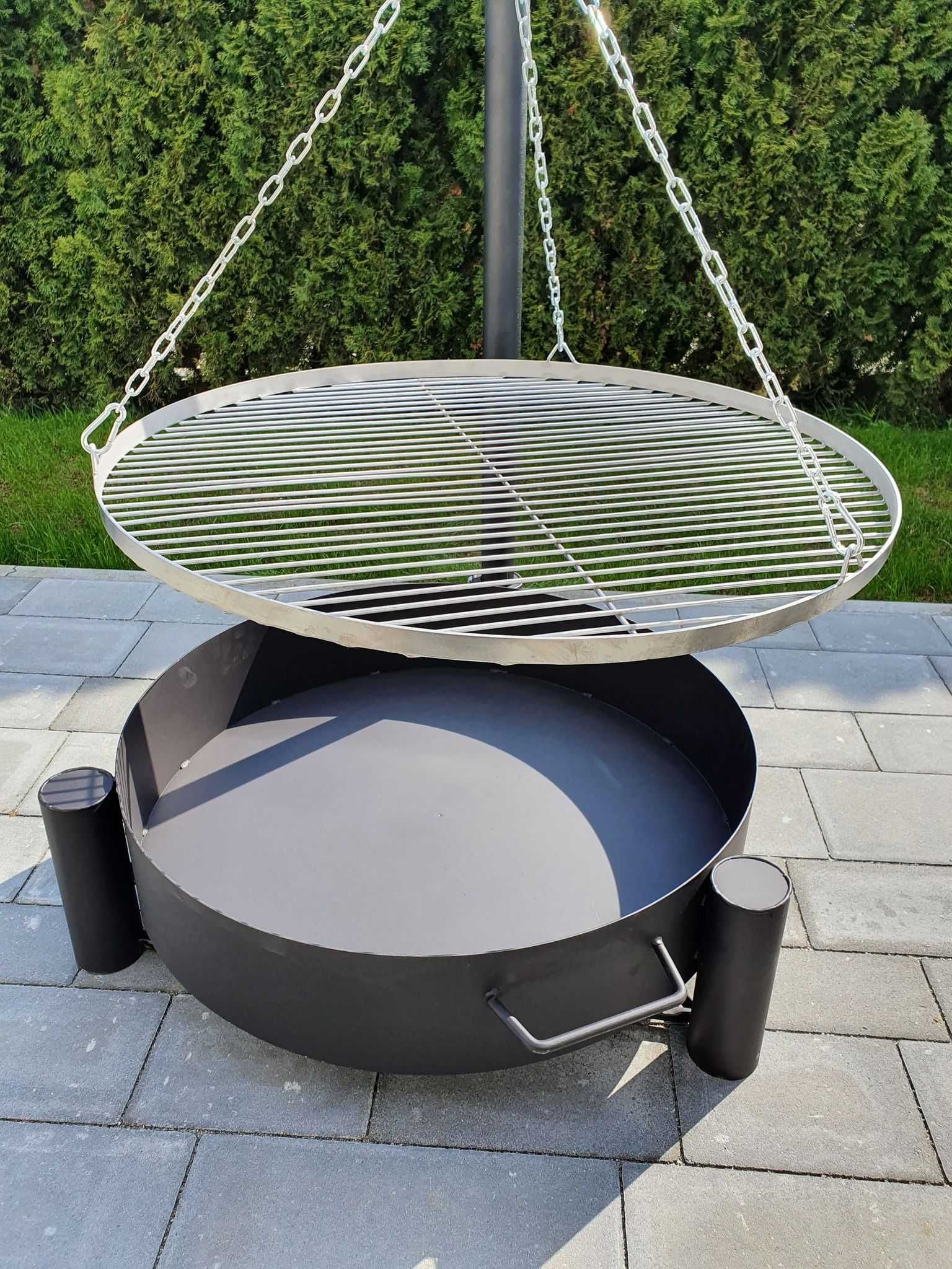 GRILL OGRODOWY ŻURAW 70cm wysięgnik żuraw. ruszt nierdzewny