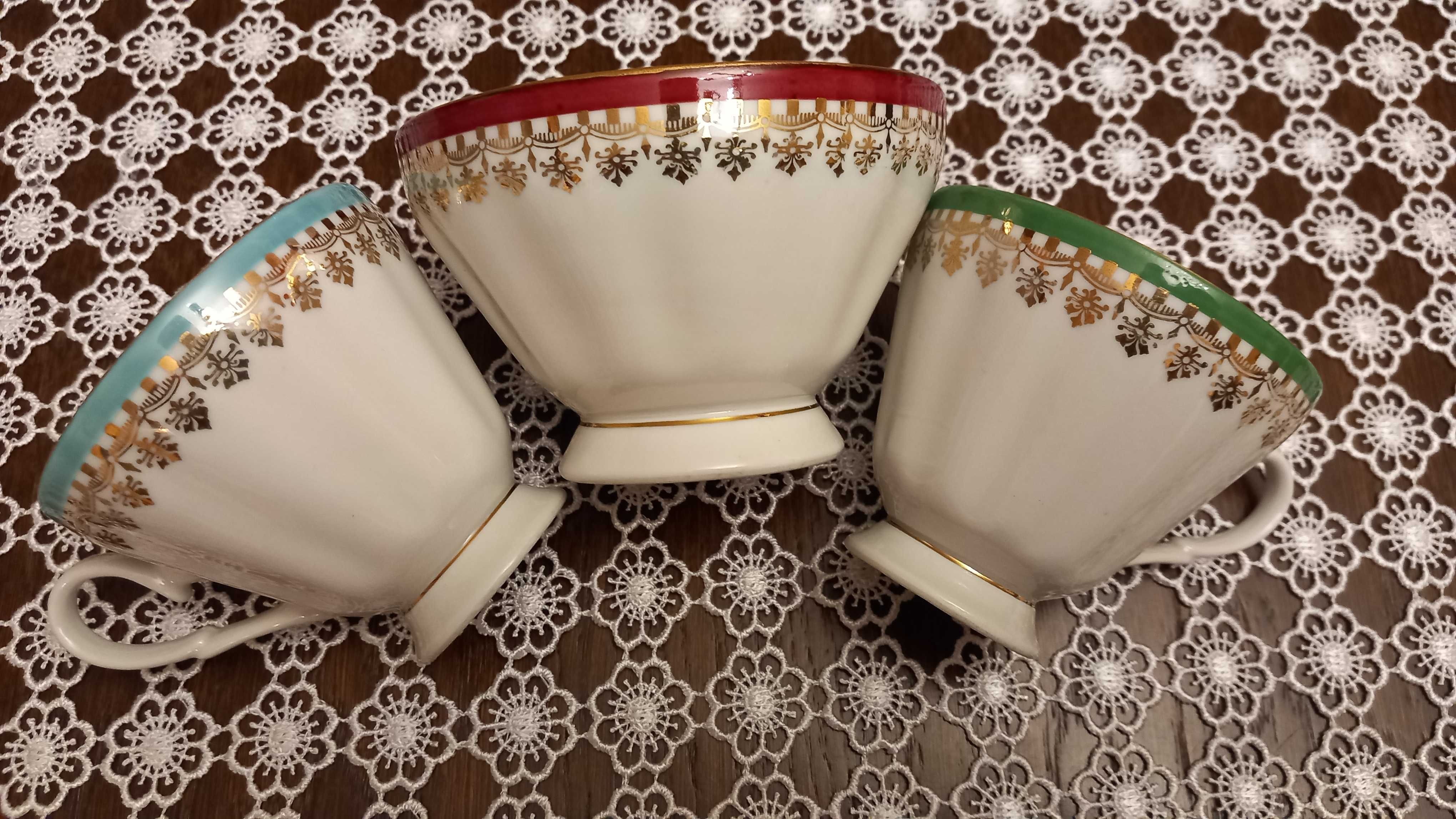 Porcelana Wałbrzych filiżanki i cukiernica Wałbrzych serwis do kawy
