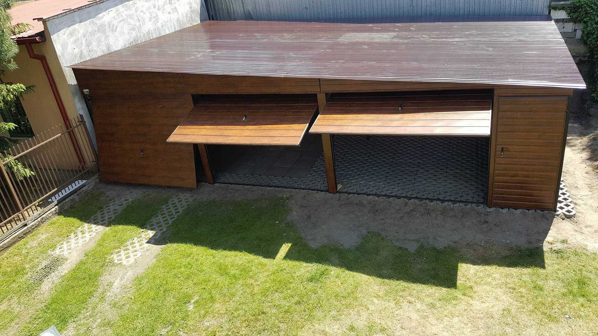 Garaż blaszany 10x6 | Drewnopodobny | Dach jednospadowy do tyłu