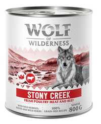 24x800g Wolf of Wilderness Stony Creek wysokiej jakości karma dla psów