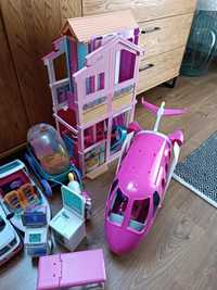 Zestaw domek+karetka+ statek+ samolot Barbie