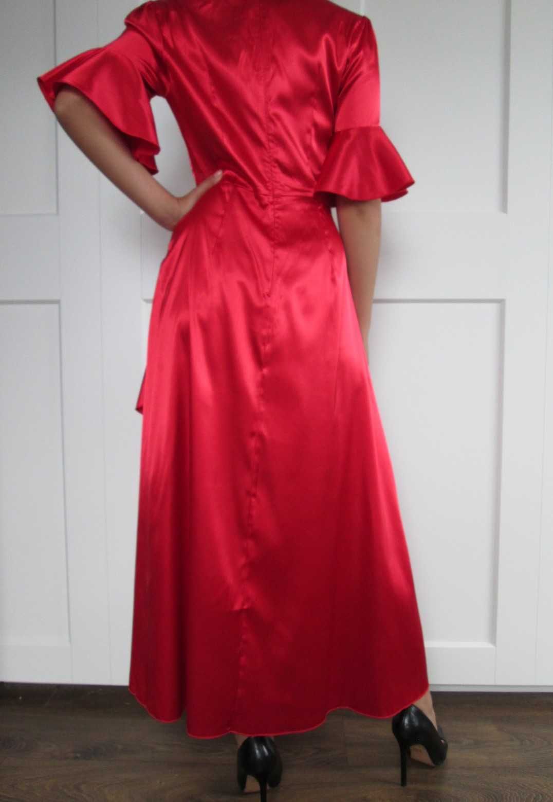 Shein  czerwona sukienka falbany hiszpanka vintage XS S 34 36