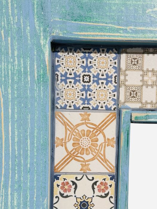 Lustro drewniane z kafelkami w stylu arabskim marokańskim 180x100 cm.