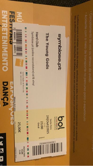 Bilhete concerto Young Gods