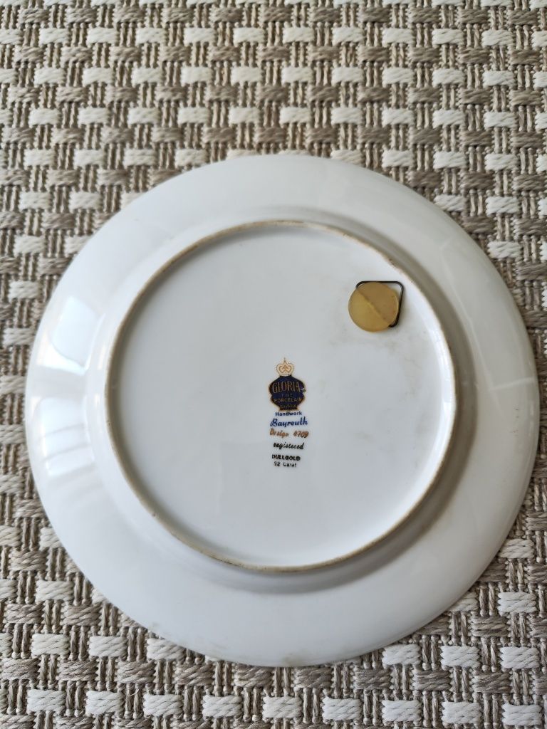Prato de porcelana Gloria Bayreuth Bavaria - ouro de 22 quilates