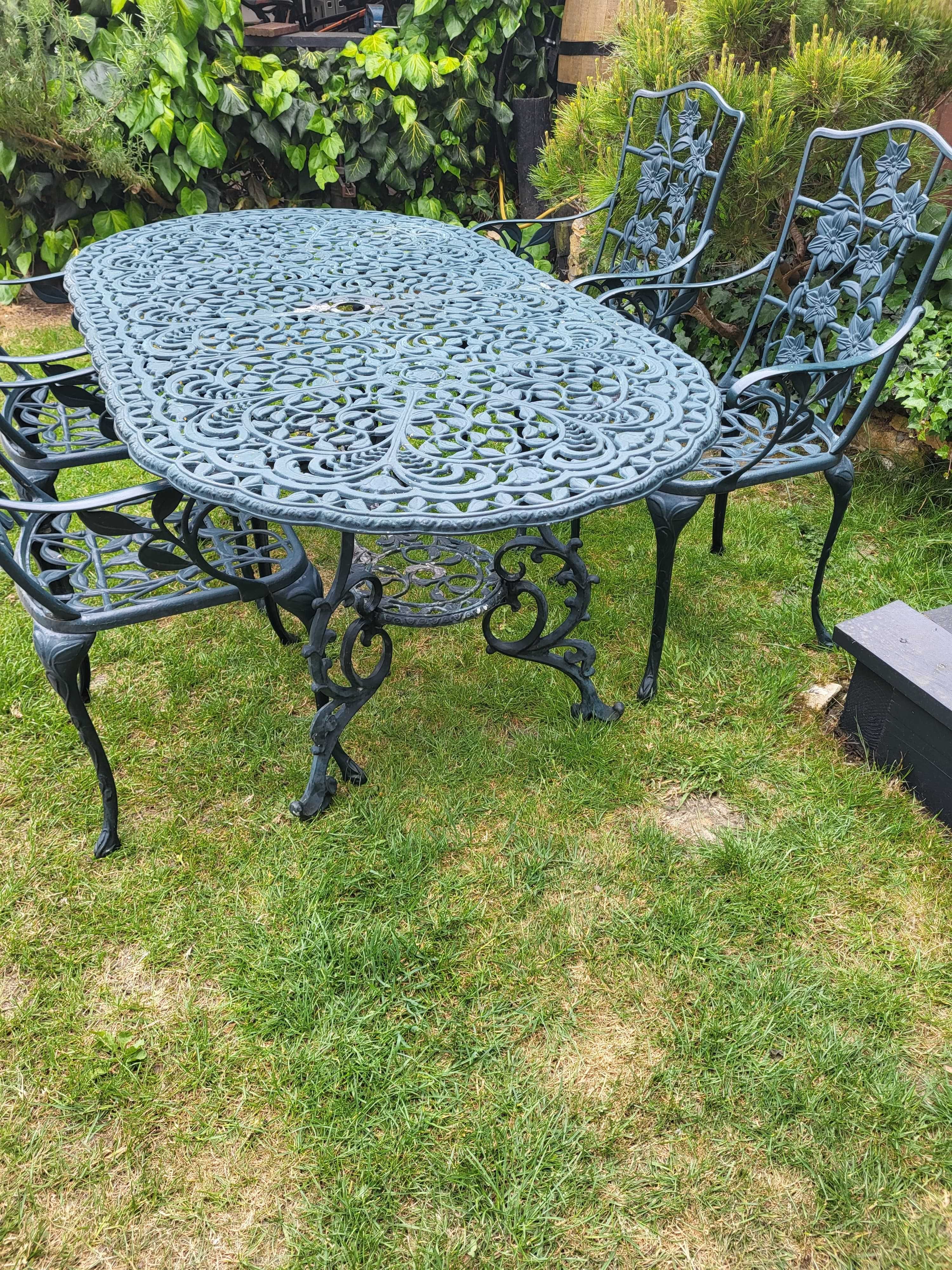 Zestaw aluminiowych mebli ogrodowych. Owalny stół + 4 krzesła Wysyłka