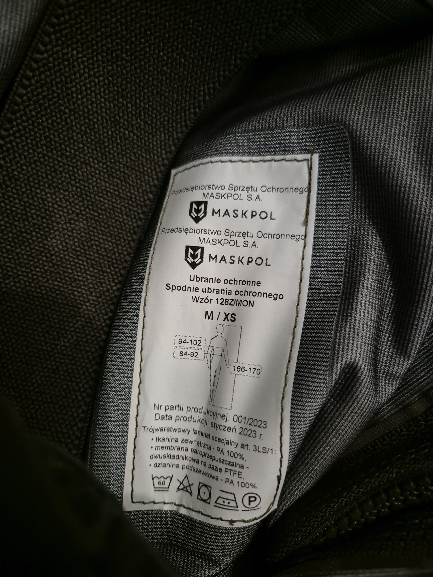 Ubranie ochronne gore-tex wzór 128Z/MON rozm. M/XS