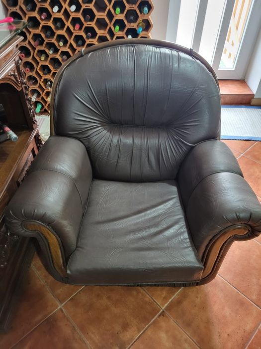 Sofas em pele, conjunto de três