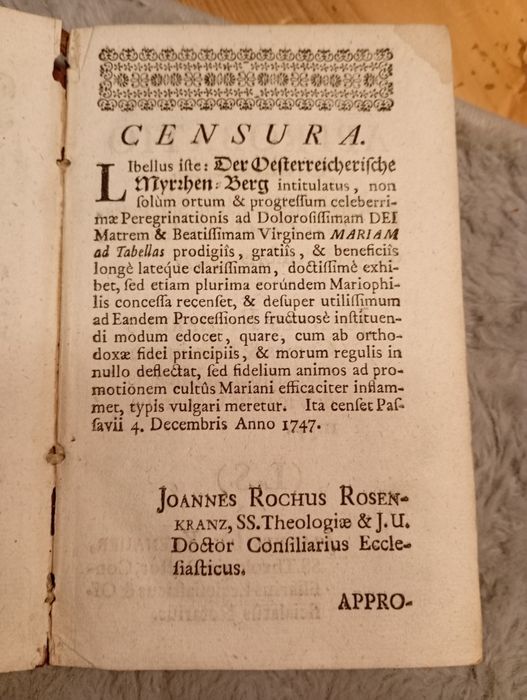 Starodruk 1748 Austriacka Góra Miry - Sanktuarium Maria

Laferl - Mary