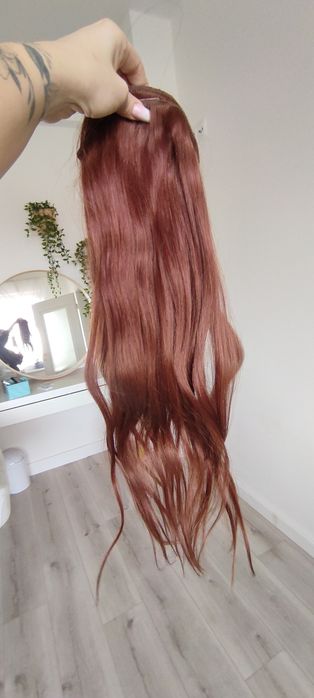 Włosy clip in naturalne 55 cm doczepiane rude miedziane
