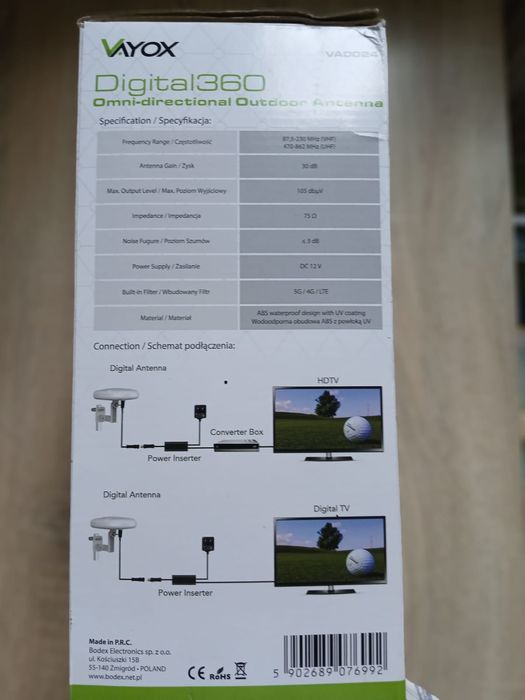 Antena  używana VAYOX DIGTAL 360