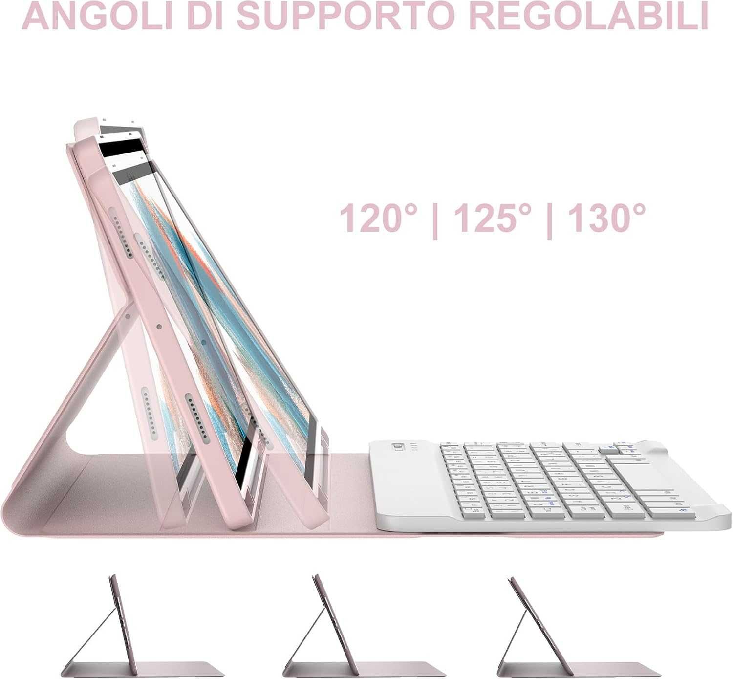 JADEMALL etui klawiatura LED RGB do Samsung Galaxy Tab A9 Plus różowe