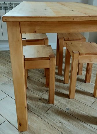 Stół + krzesła / taborety do jadalni bukowe