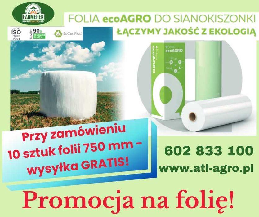 Promocja na folie do owijania balotów Folgos ecoAGRO 750mm