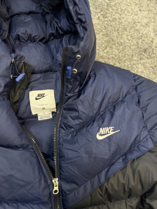 Чоловічий зимовий пуховик найк  nike storm fit синій та бежевий