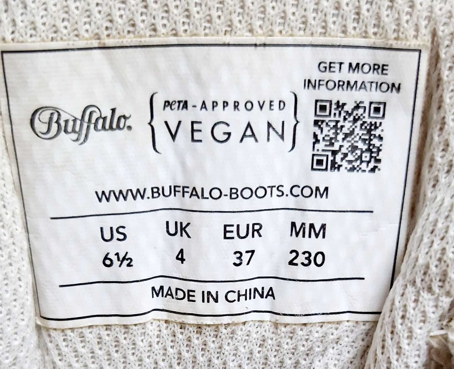 Buffalo peta approved vegan кроссовки белые 37