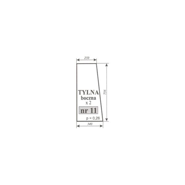 Szyba tylna bok Zetor 7011 , 7211 , 7245 , 5211 , 6340 , 5320 ACX131i