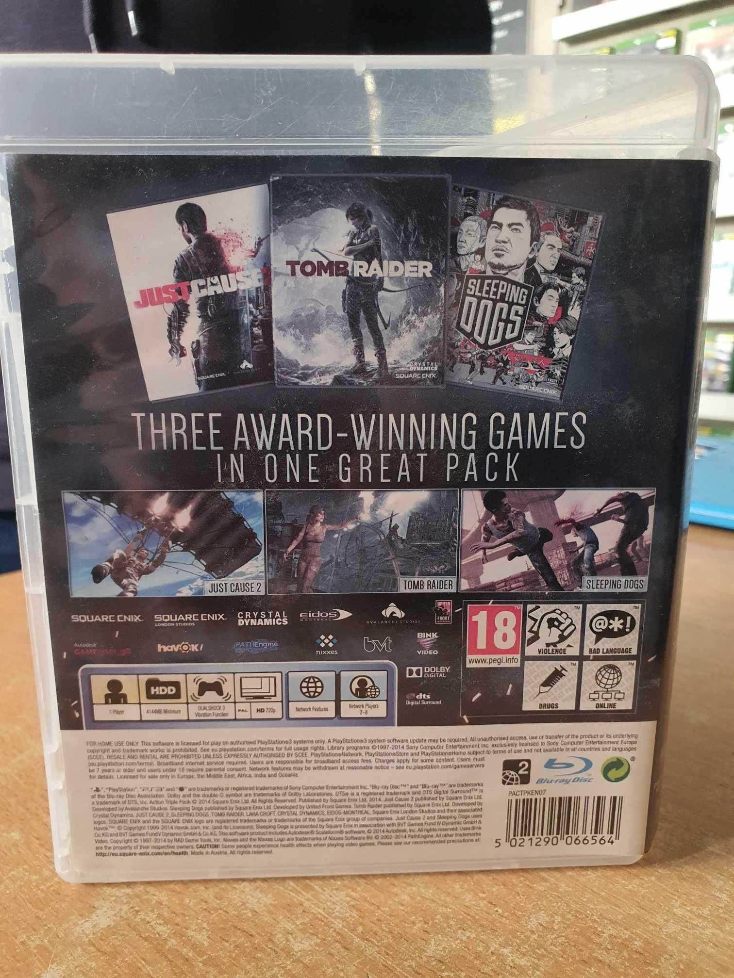 Ultimate Action Pack PS3 Just Cause 2, Sleeping Dogs, Tomb Lara Games
