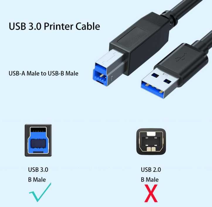 Cabo Aisens USB 3.0 Impressora Tipo A/Macho - B/Macho - 3 Metros