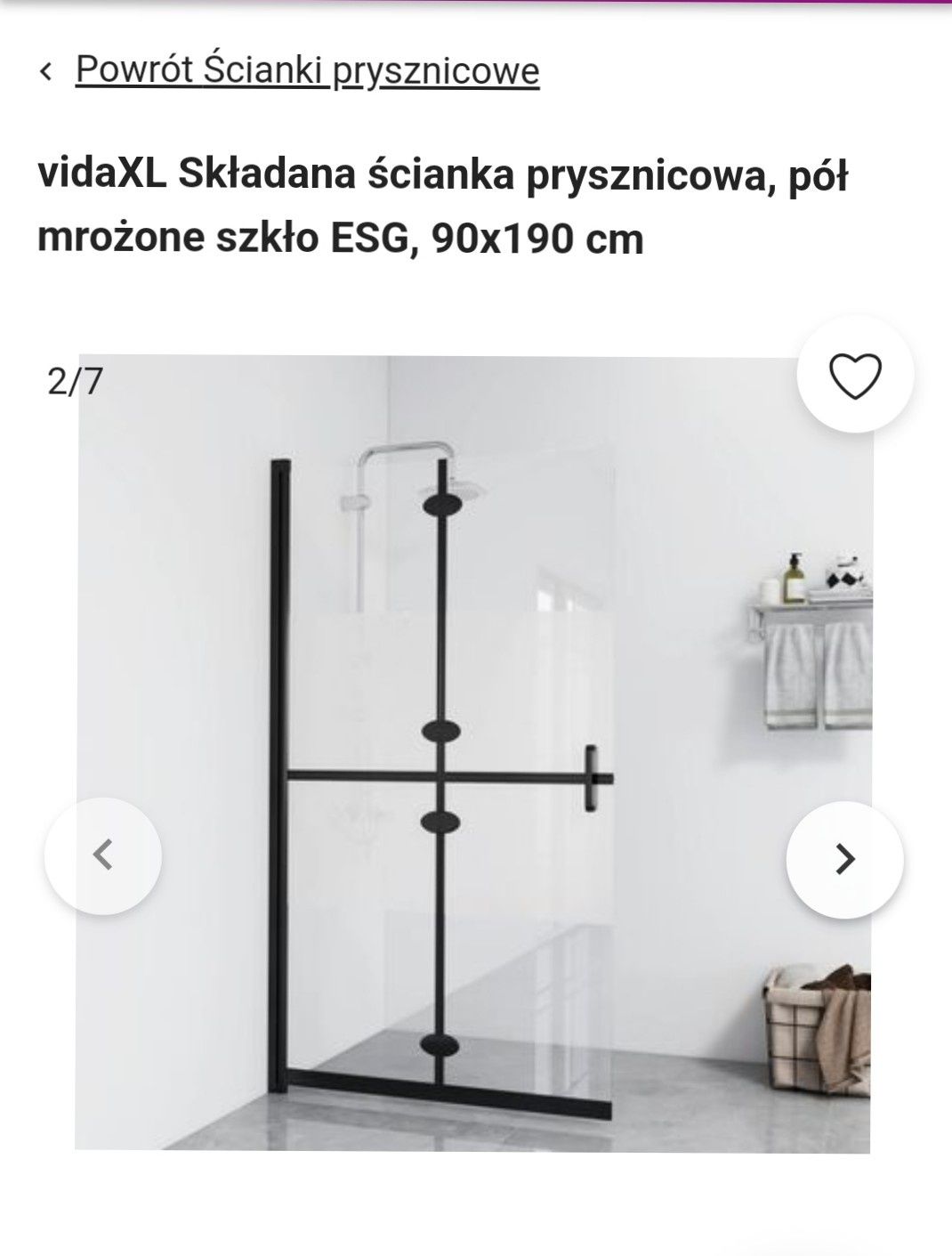 Ścianka prysznicowa składana
