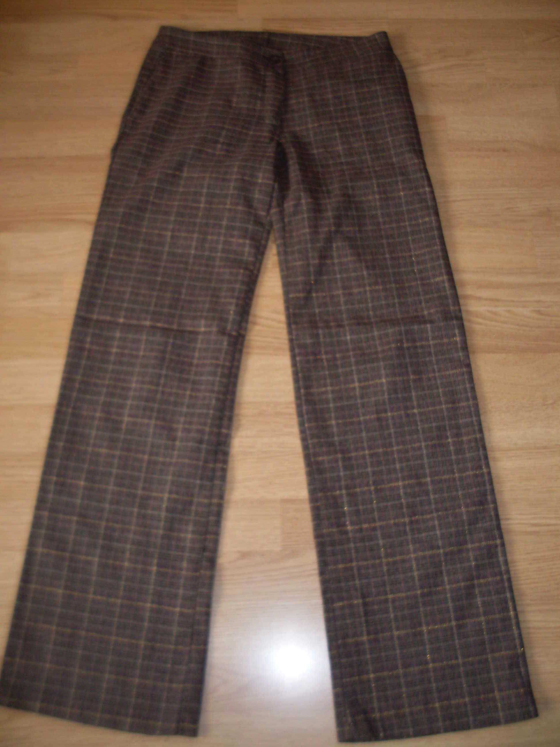 spodnie brązowe 38 szerokie nogawki