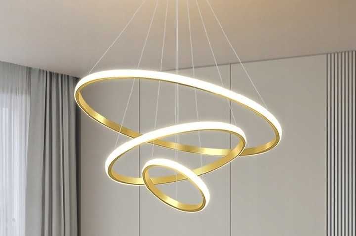 KSIBNW Nowoczesna Lampa Wisząca LED 3 Pierścienie 45W